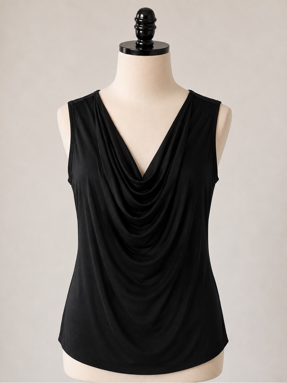 Halogen Black Sleeveless Drape Neck Top